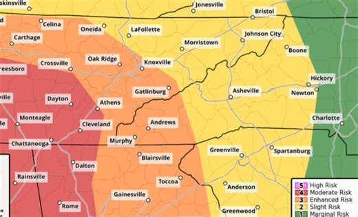 Tornado watch includes part of North Carolina as storms across the US leave 33 dead