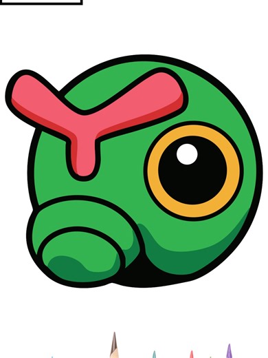 Como dibujar un CATERPIE de forma fácil / How to draw a CATERPIE easy way