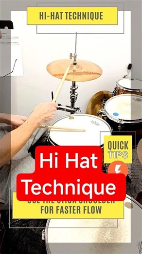 🔥 Hi-hat technique tip 🥁 Use the stick shoulder for faster, smoother flow ⏱️ #tips #Technique #HiHat