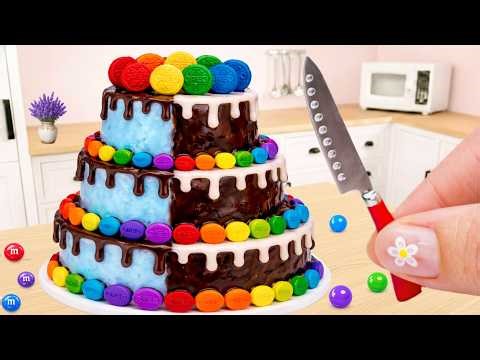 Miniature Rainbow Oreo Cake Recipe 🌈 Chocolate Drip Cake Decorating – Mini Baking | Amazing Cake