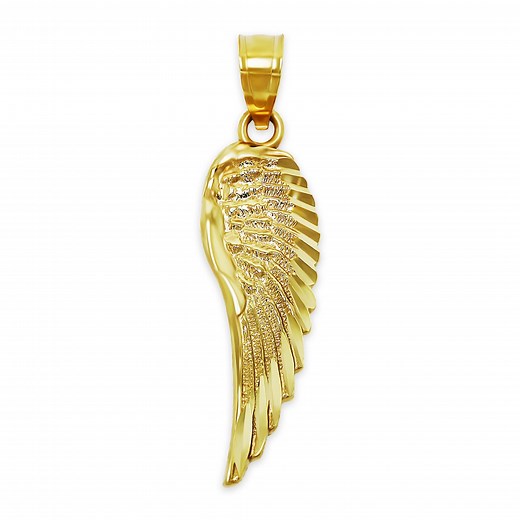 Gold Diamond-cut Angel Wing Pendant Necklace - 10 Karat Solid Gold - Gold Angel Wing Charm - Optional Gold Chain - Etsy