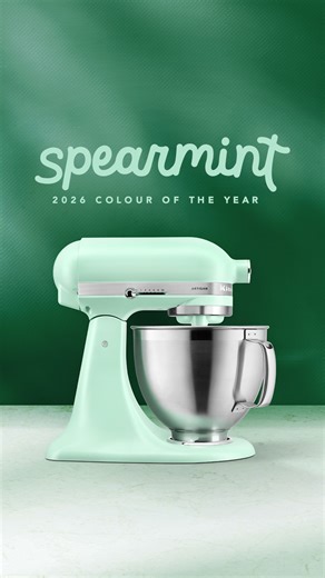 Refresh your energy with Spearmint, the 2026 Colour of the Year and its bright, calming minty-green that invites you to step into the fresh side. #KitchenAidColourOfTheYear #COTY2026 #KitchenAid