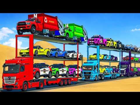 DELIVERING OVERHEAT GARBAGE TRUCKS, SHERIFF, MUSCLE CARS WITH POWER TRUCKS! FS 25