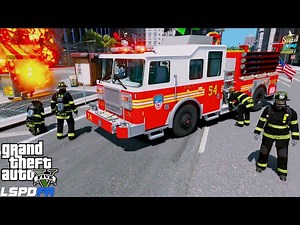 GTA 5 Firefighter Mod FDNY Engine 54 Responding To Fire In Times Square (Liberty City)