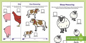 Farm Animal Measuring with Cubes Worksheets