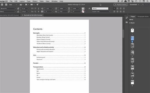 【ID】创建 InDesign 目录