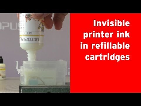 Invisible printer ink in refillable inkjet cartridges (glows under UV lighting)