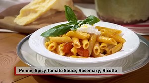 This pasta dish is delicious and super easy to make. It’s called “al brucio” because of the spicy flavor. It originally did not include ricotta, but that helps balance the spiciness of the sauce. You can also top it with a spoon of burrata at the very end, or even a slice of buffalo mozzarella. Buon Gusto! #LidiasRecipes #LidiasItaly #LidiasKitchen #LidiaBastianich #ItalianFood #FromLidiasTableToYours https://lidiasitaly.com/recipes/penne-spicy-tomato-sauce-rosemary-ricotta/ Great with - https:/