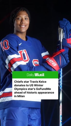 Daily Mail Sport USA on Instagram: "Travis Kelce is quietly giving back to his hometown as his touching gesture to US Olympian Laila Edwards has been unveiled. Edwards, 21, is set to make history at the Winter Olympics next month as the first black player to make the USA's women's hockey team. Yet, despite her history-making debut, Edwards still faced a challenge: Getting her family to Milan. Then, NFL superstar Kelce came to their rescue. Edwards, who hails from Cleveland Heights, the same home