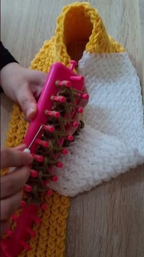 loom knit scarf on rectangular loom