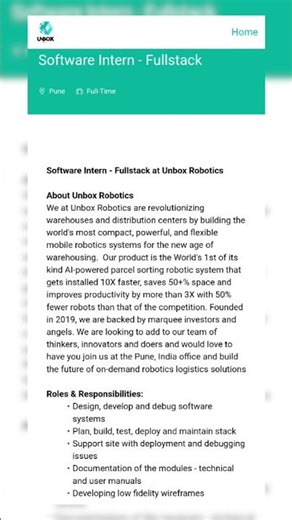 "Unbox Robotics | Software Intern - Fullstack | Pune | Apply Now" link in first comment.