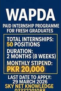WAPDA Internship 2026 | Paid Internship for Graduates #job #allpakjobs #news