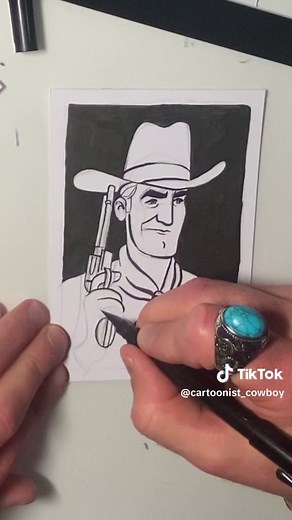 Loving the 50s cowboy style . More #cowboy #western #oldwest #illustration #dailydrawing #random #penandink #process #gouachepainting #painting #gouache #oldhollywood @cartoonist_cowboy