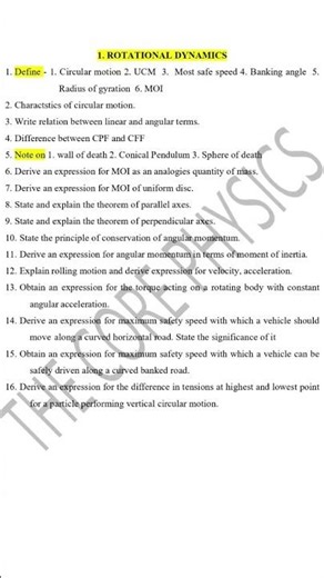 12TH BOARD IMP QUESTIONS ROTATIONAL DYNAMICS😎