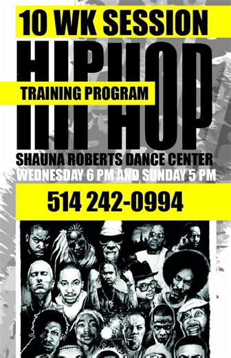 HIP-HOP TRAINING PROGRAM 10-Week Course | Wednesdays 6:00–8:00 PM Drop-In Options Available Level up your skills with our 10-week Hip-Hop training program, designed for dancers who want to grow in style, strength, and confidence. Technique, Musicality, and choreography Industry-style sessions led by pro instructors ️ Starts: Sept Oct 8th Shauna Roberts Dance Center Wednesdays 6:00–8:00 PM Flexible Drop-In Options: 2-hour full session 1 hour 15-minute partial session Perfect for dedicated dancers