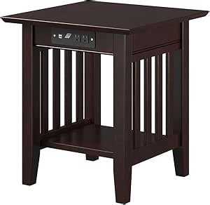 AFI, Mission End Table with Charging Station, Espresso