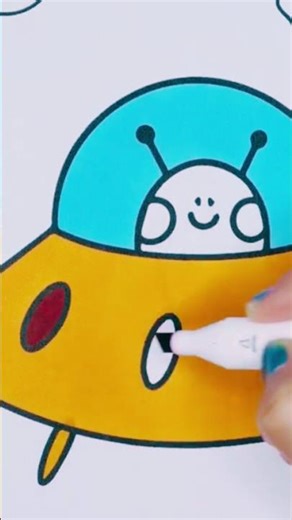 Alien 👽 #kidsart #coloringforkids #alien #spaceship