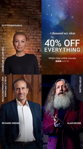 Aha moments and inspiration await you this October, with 40% off all world-class online courses and subscriptions. Over six thousand 5-star reviews can’t be wrong. Join BBC Maestro today and you can…  Learn from 45+ world-class experts  Build skills for life, work and creativity  Download course notes and exercises  Go at your own pace — no pressure  Watch or listen anytime with the app  Get inspired for your next big thing | BBC Maestro | Facebook