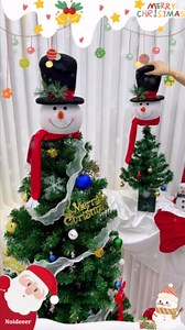 Christmas Tree Topper Snowman – Cute Hugger Santa Xmas Snowman Tree Topper, Christmas Tree Decoration for Holiday & New Year, 11.4" Tall, 6" Hat Diameter