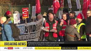 BREAKING: Ambulance and other health workers in Unison will strike on 8 March in an escalation of the long-running dispute over pay, the union announced https://trib.al/pI7B4L4 📺 Sky 501, Virgin 602, Freeview 233 and YouTube | Sky News