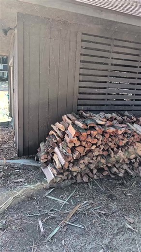 What we couldn't chip, we're splitting for 🔥 🔥 wood. #golf #golfcoursemaintenance #myoffice #treework