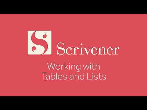 Writing - Working with Tables and Lists