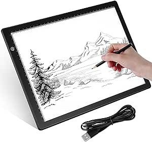 A4 LED-Light Pad, Portable Ultra-Thin Light Box with Dimmable Brightness, USB Powered Copy Board, Durable Tracing Light Board for Sketching, Drawing, 2D Animation