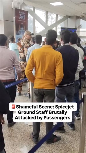 AVIATION NEWS on Instagram: "In a deeply disturbing incident, a group of passengers violently attacked SpiceJet ground staff at the airport, creating chaos and shock among bystanders. #spicejetairlines #aviationnews #groundstaff"