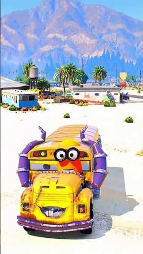 {Ramp Jump Challenge VS 🤯 Monster School Bus vs Jail Bus! #gta5shorts} EP 3