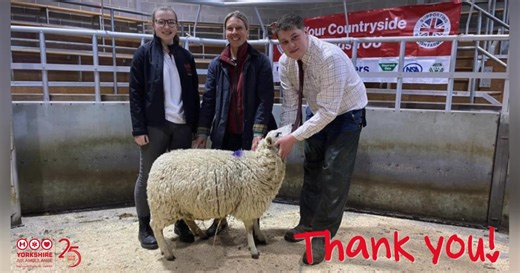 North Community Fundraisers Michelle and Katy attended Thirsk Farmers Auction Mart & Rural Business Centre recently, where they witnessed Alison Dods from Dishforth generously auctioning one of her sheep to support YAA, raising a fantastic £200. Thank you so much Alison! 💛 📷 Alison is pictured (centre) with her lovely sheep, YAA North Community Fundraiser Katy (left), and a representative from the auction (right). #ThankYou #Support #Yorkshire #AirAmbulance | Yorkshire Air Ambulance