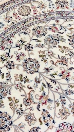 Hand-knotted Round Persian Rug: 8x8 White NZ Wool Mahi Tabriz Design - Etsy