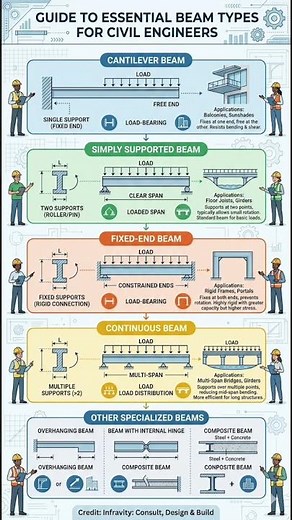 Don’t Skip! All Beam Types Explained|Types of Beams|Civil Engineering Basics #civilengineer #shorts