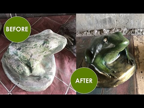 Concrete Frog Statue Restoration and Repainting | How to Paint a Concrete Frog