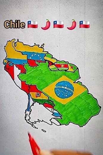 Chile 🇨🇱 flag map #chile #flag #map #drawing #colouring