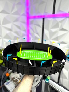 Super Bowl Snack Arena 🏉 🌀STL : https://makerworld.com/models/124808 Filament: PLA ⏰ Print Time : 30h🖨️Printer: 5m Pro 💻Slicer: Orca 〰️Layer Height 0.2 mm 🌀10% Infill.🔱 No Supports | Print Warriorr