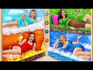 Four Elements Build a Bunk Bed | Fire Girl, Water Girl, Air Girl and Earth Girl by MultiDO Challenge