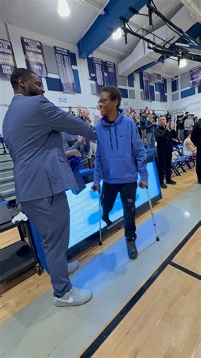 Tonight was special. I was honored as an honorary coach at the Ewing High vs. Hopewell Valley 🏀 Coaches vs. Cancer game 🎗️ Grateful to Coach Jones and the team @ewinghs_boysbasketball for the love, support, and encouragement. We fight together. 💙🏀💪🏽🎗️ #purpose #empowerment | Ke’yair’s Fight Against Osteosarcoma