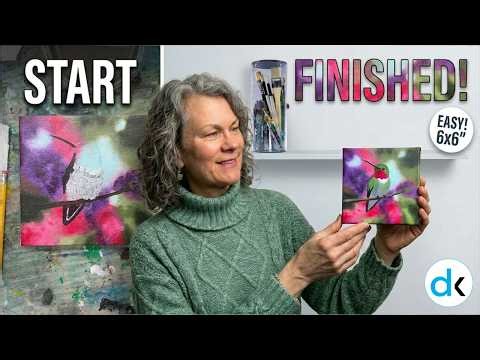 Paint a stunning hummingbird in acrylics | Beginner painting tutorial