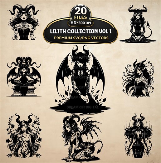 Lilith Collection Vol 1 SVG PNG Bundle, 20 Witchy Occult Clipart, Sublimation, POD Circuit, Scrapbook - Etsy