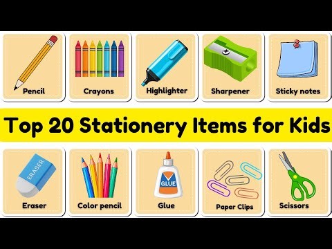Learn School Supplies and Stationery Names | 20 Useful Items for Kids