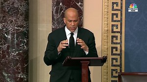 Sen. Booker gives emotional speech on Senate floor: "The murder of a black man by multiple cops who knew they were being filmed in broad daylight is not the extent of the problem of racism in America, it is a final and deadly manifestation of that racism" https://nbcnews.to/2XUhdiu | NBC News