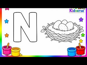 ABC Learning Video for Kids | N for Nest 🪺 Easy Drawing & Coloring Fun 🎨