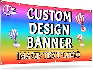 Custom Banners and Signs Customize Banner Outdoor with Photo Image Text Personalized Banner for Business Birthday Graduation Parties Indoor 2'x3'