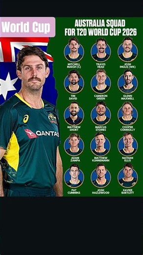 Australia T20 world cup 2026 squad #t20worldcup2026 #australiacricket