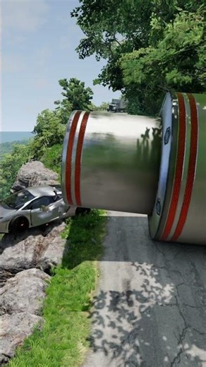 Giant Pit Bollards vs School Bus & Police Car 😱