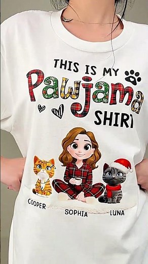 Pawjama Shirt Funny Cartoon Ver Cat - Personalized Custom Unisex T Shirt