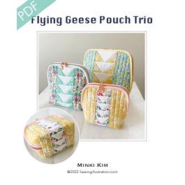 Flying Geese Pouch Trio Downloadable PDF Sewing Pattern | Minki Kim