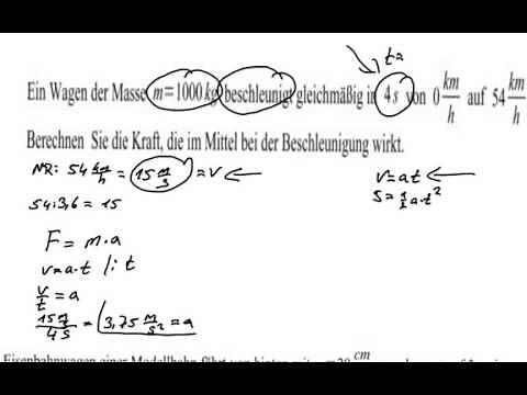 Physik-Klausur: Berechnen der Kraft aus Masse und Beschleunigung
