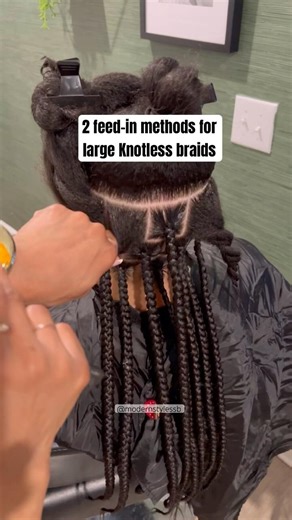 Beginner & Advance | 2 feed-in methods for large Knotless braids #knotlessbraids #beginnerfriendly
