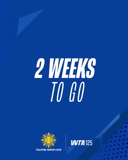Two weeks to go! ☀️ Experience world class tennis LIVE at the Philippine Women’s Open WTA 125 happening this January 26-31 at the Rizal Memorial Tennis Center! Get your tickets at smtickets.com or at SM Ticket Counters. Limited on-site tickets will also be available at the Rizal Memorial Sports Complex from January 24–31 only. Don't miss out! #PhilippineWomensOpen #WTA125Manila #TennisPH #WomensTennis | Philippine Women's Open
